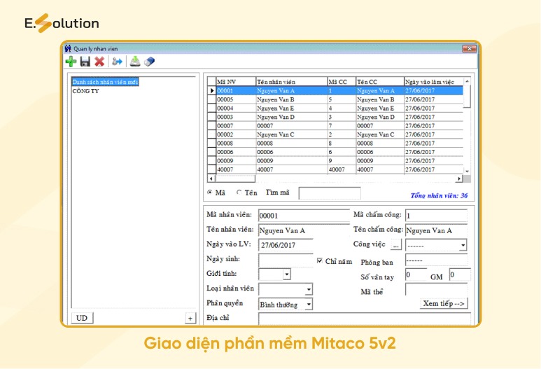 Phần mềm quản lý chấm công Mitaco 5v2